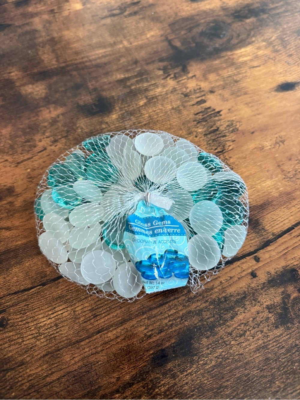 Decorative Glass Gems - Aqua and Frosted White